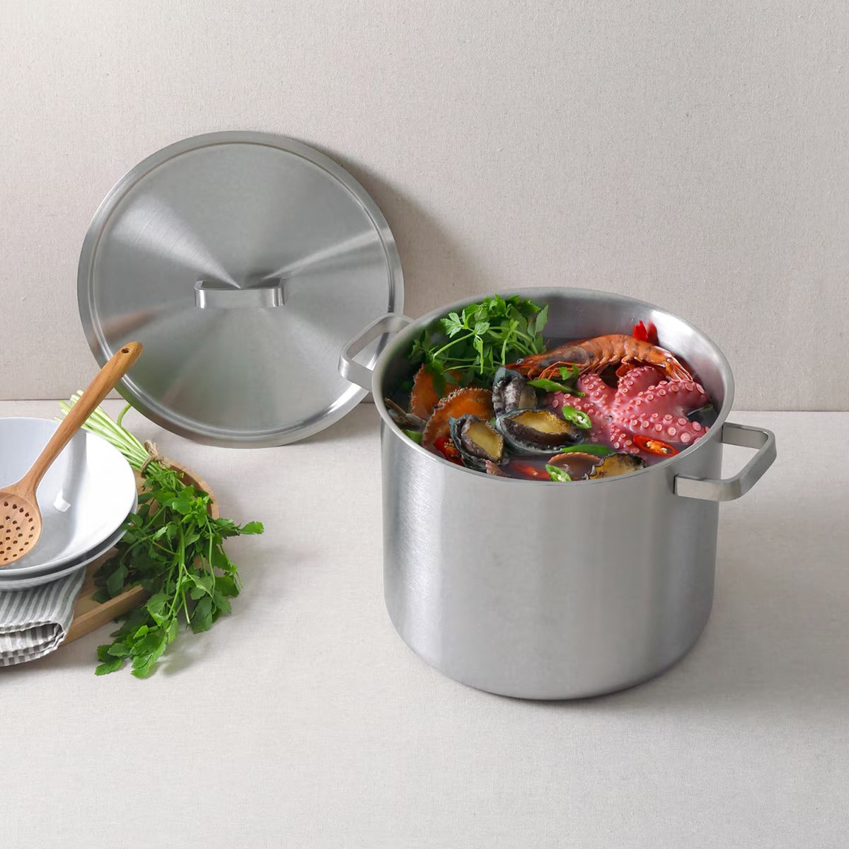 Cookever 5-Ply Heavy-Duty Stainless Steel Stock Pot (13 Liters) - Large Capacity