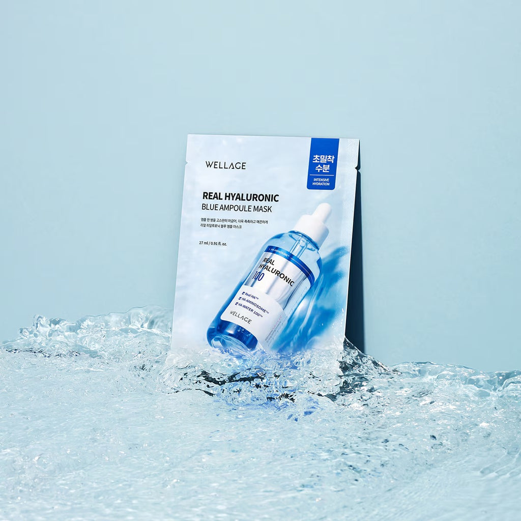 Wellage Real Hyaluronic Blue Ampoule Mask (20 Sheets) - Intensive Deep Hydration