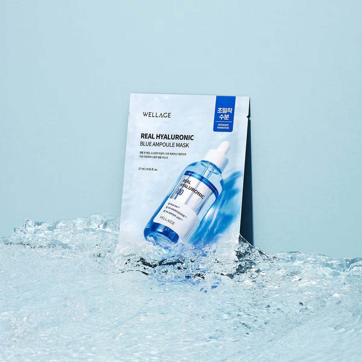 Wellage Real Hyaluronic Blue Ampoule Mask (20 Sheets) - Intensive Deep Hydration