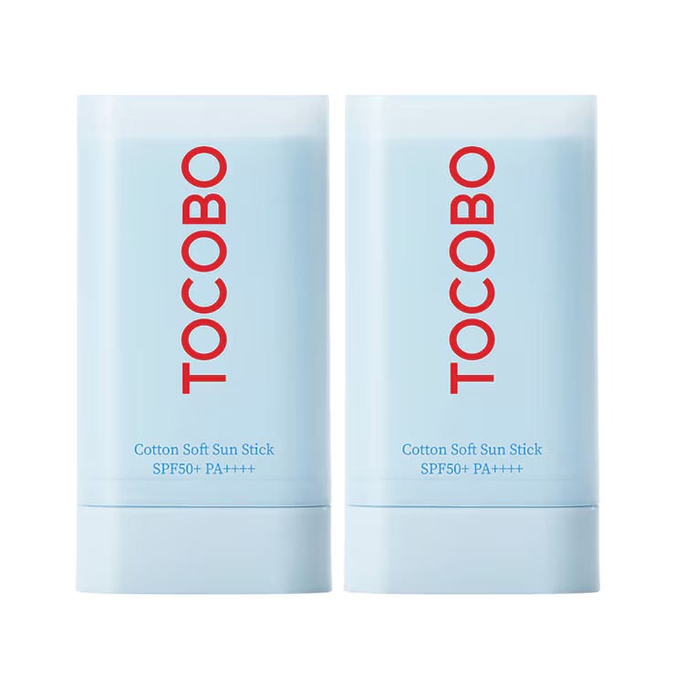 Tocobo Cotton Soft Sun Stick SPF50+ PA++++ (19g x 2-Pack) - Vegan Matte Finish & Sebum Control