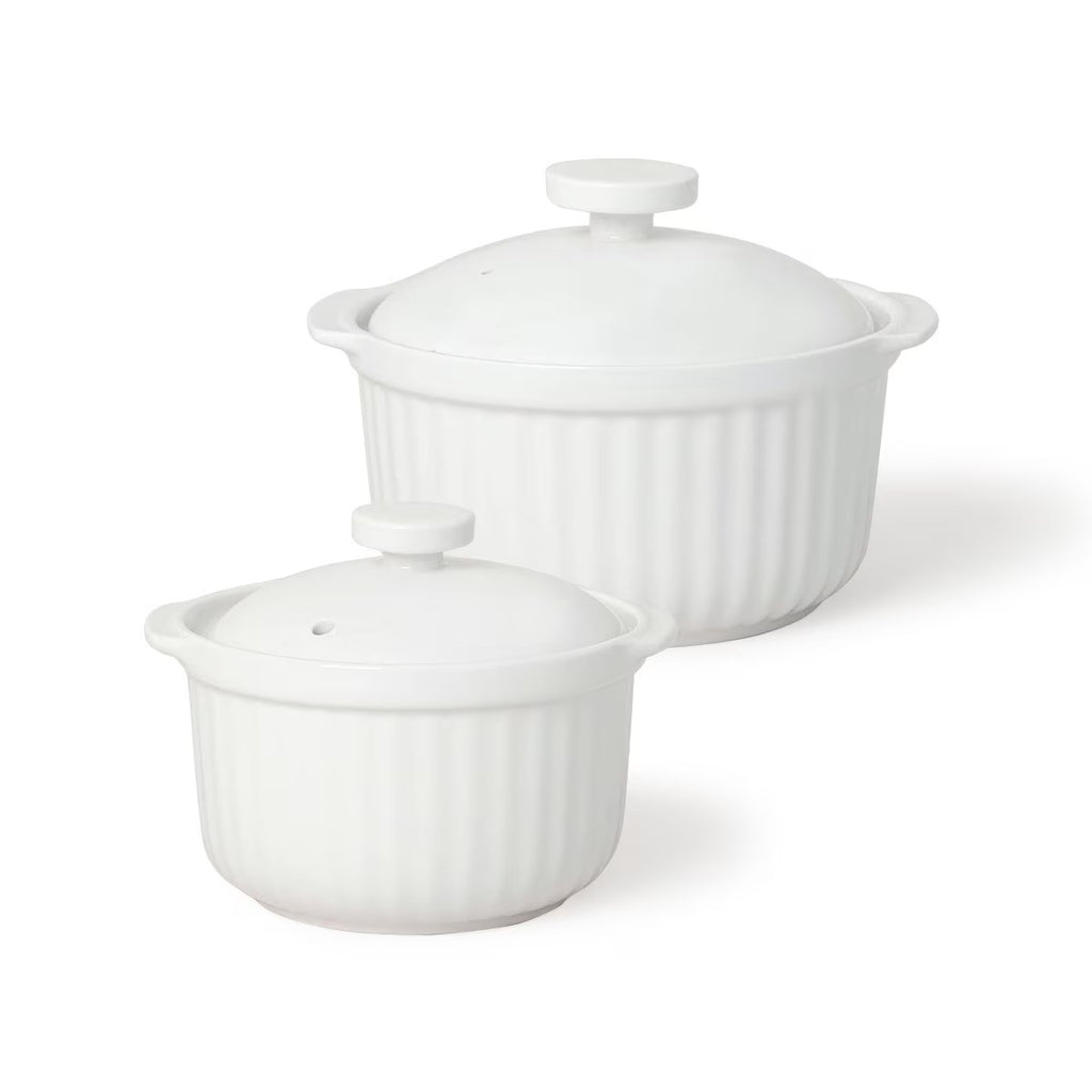 Ssueim Mild White Ceramic Egg Steamer (2-Pack) - Microwave Safe & Elegant Design
