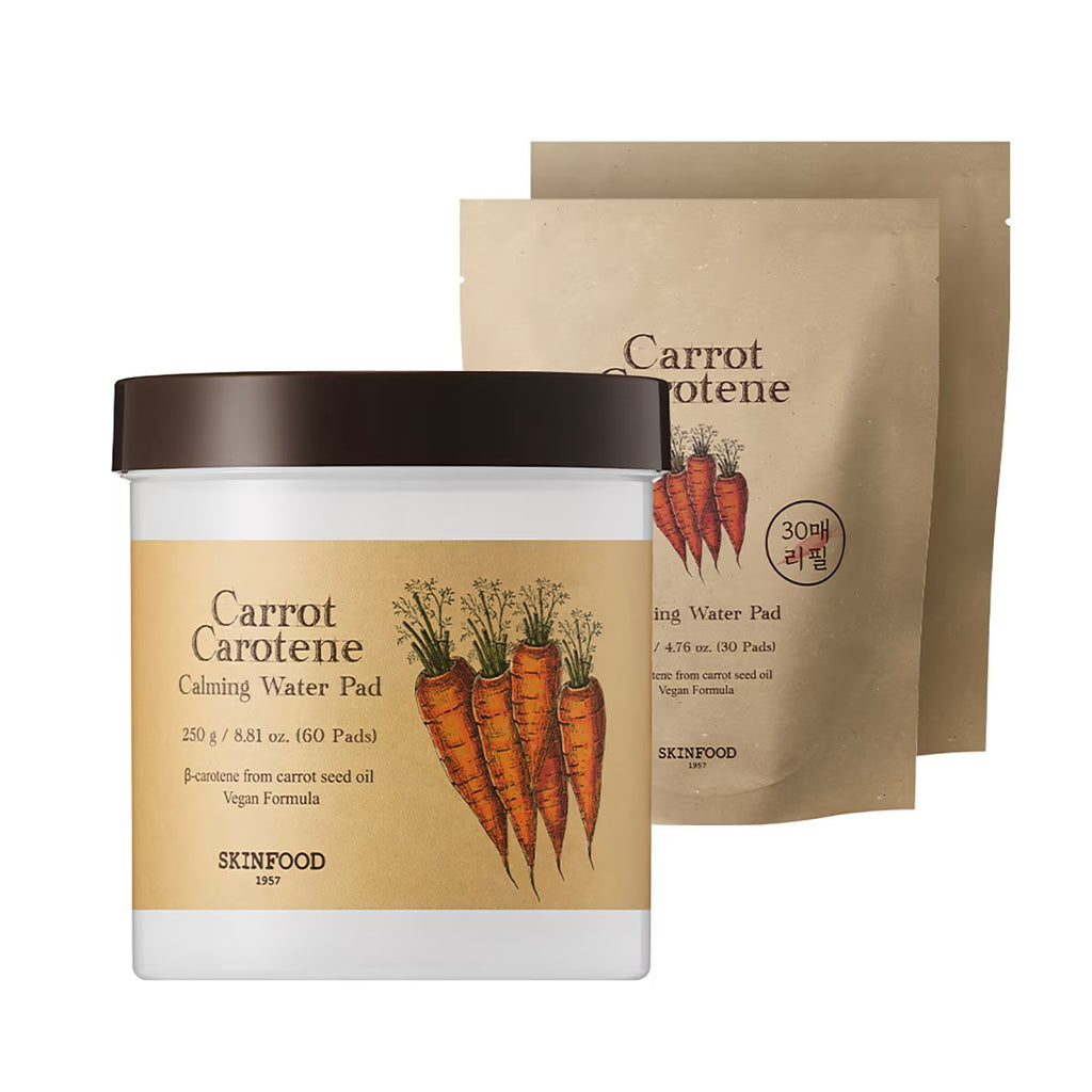 Skinfood Carrot Carotene Calming Water Pad (120 Sheets) - Soothing & Hydrating Vegan Toner Pad