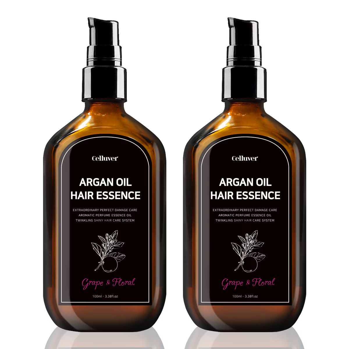 Celluver Argan Oil Hair Essence (100ml x 2-Pack) - Non-Sticky Intensive Nourishment & Signature Scent