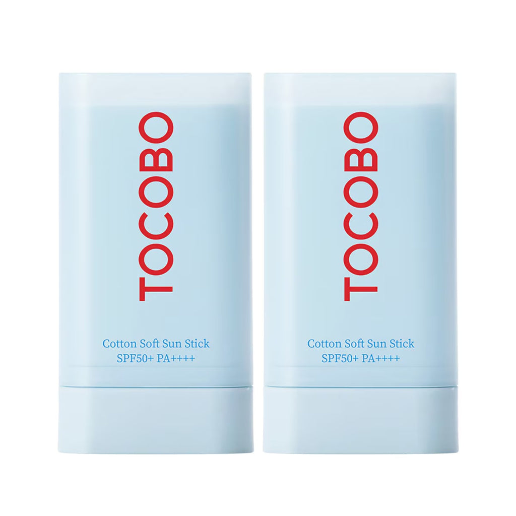 Tocobo Cotton Soft Sun Stick SPF50+ PA++++ (19g x 2-Pack) - Vegan Matte Finish & Sebum Control