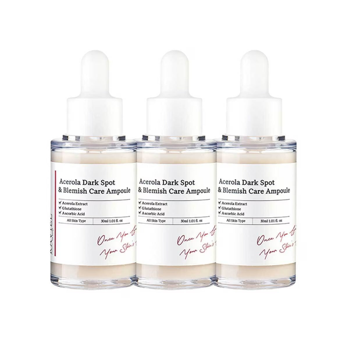 Raviel Acerola Dark Spot & Blemish Care Ampoule (30ml x 3-Pack) - Vitamin C Brightening Serum