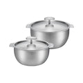 Cookever 5-Ply Stainless Steel Ttukbaegi Set (4-Piece, 16/18cm) - Modern Korean Clay Pot Style