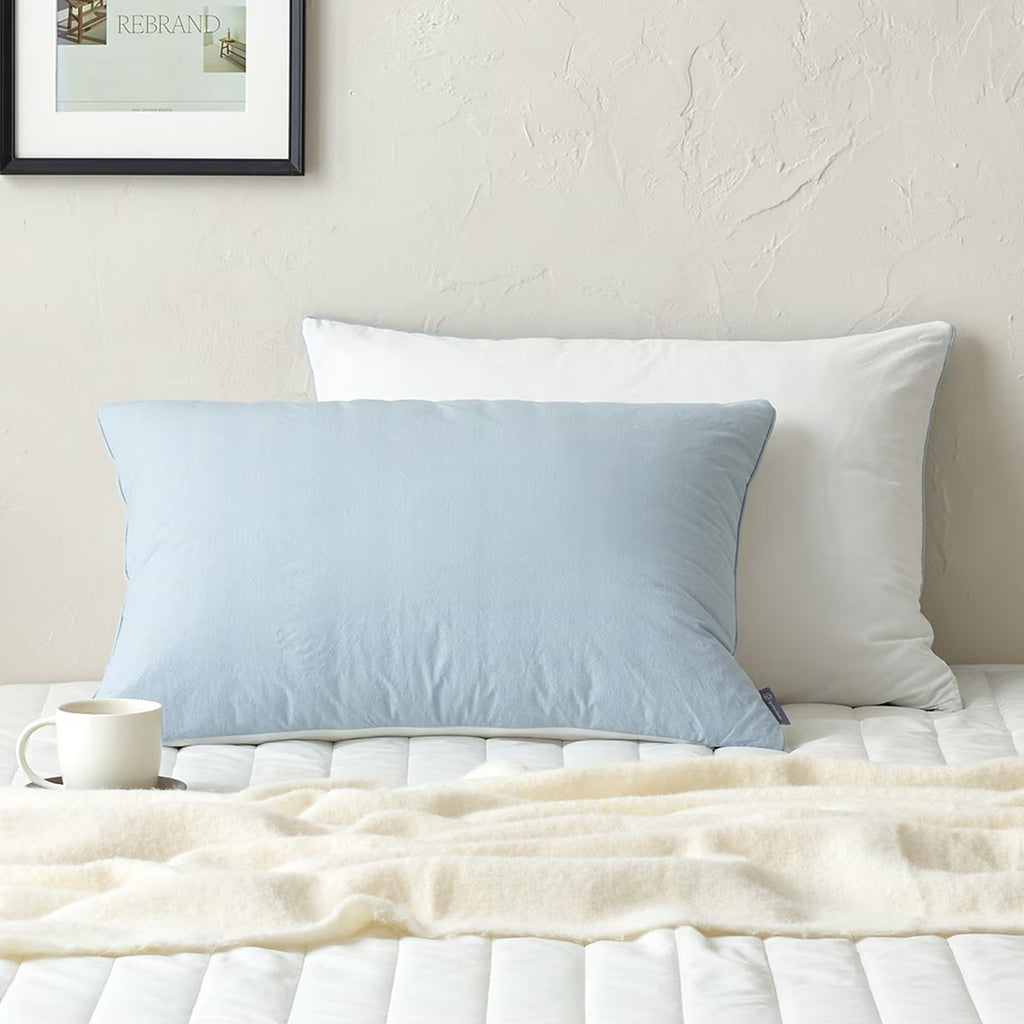 April At Home Premium Cotton Pillow Case Set (2-Pack) - Blue/White