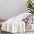 Berkshire Premium Reversible Cooling Throw - Beige Stripe & Crisp White
