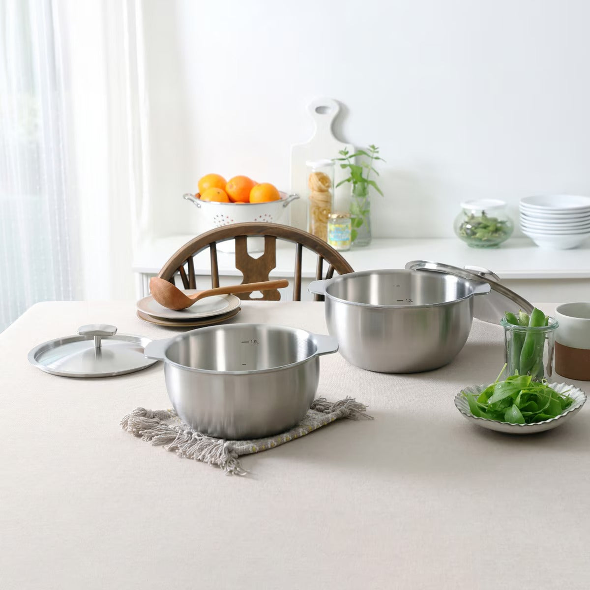 Cookever 5-Ply Stainless Steel Ttukbaegi Set (4-Piece, 16/18cm) - Modern Korean Clay Pot Style