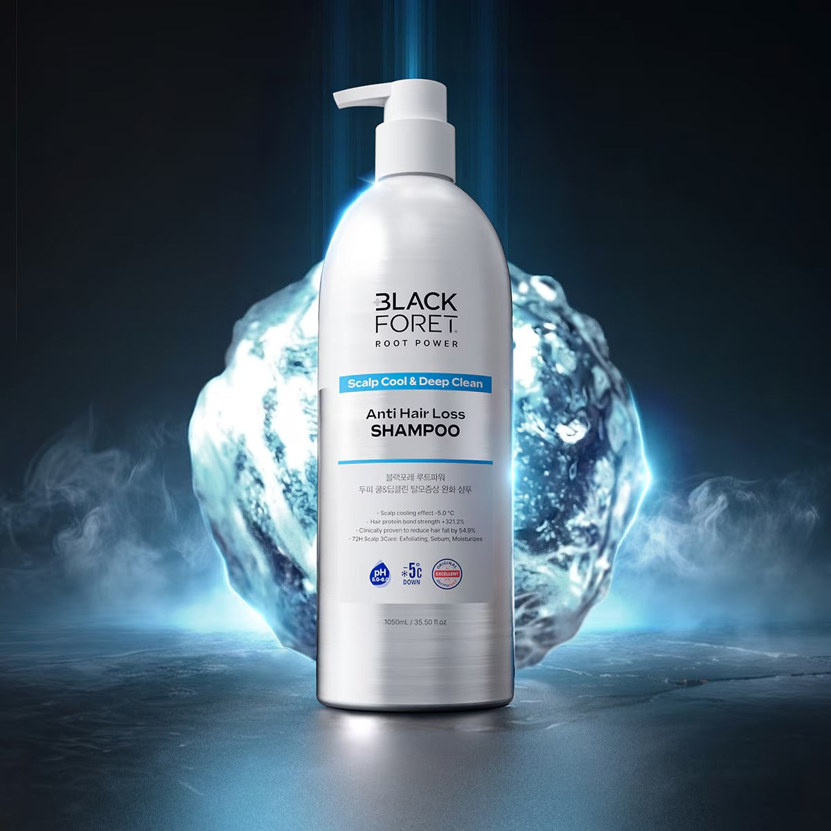Blackforet Frozen Scalp Cool Deep Clean Shampoo (1050ml) - Large Capacity Carbonated Cooling Care