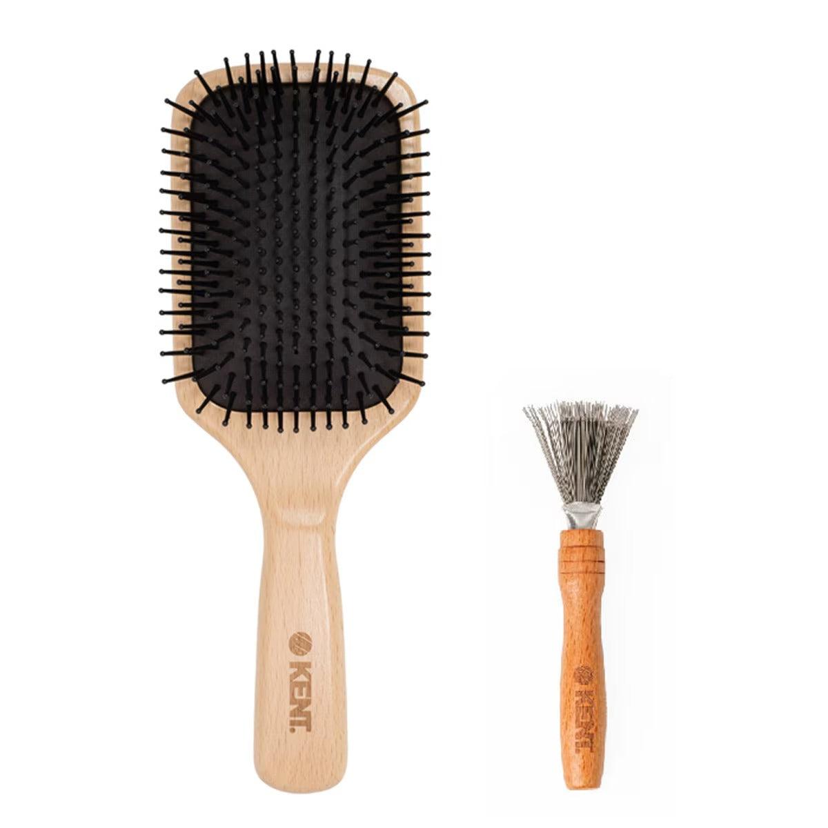 Kent Classic Paddle Brush & Comb Set - Scalp Massage & Professional Detangling