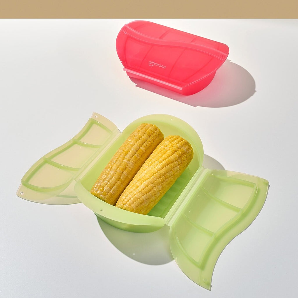 Sillymann Premium Silicone Steamer with Removable Tray (Green) - Healthy Microwave Cooking
