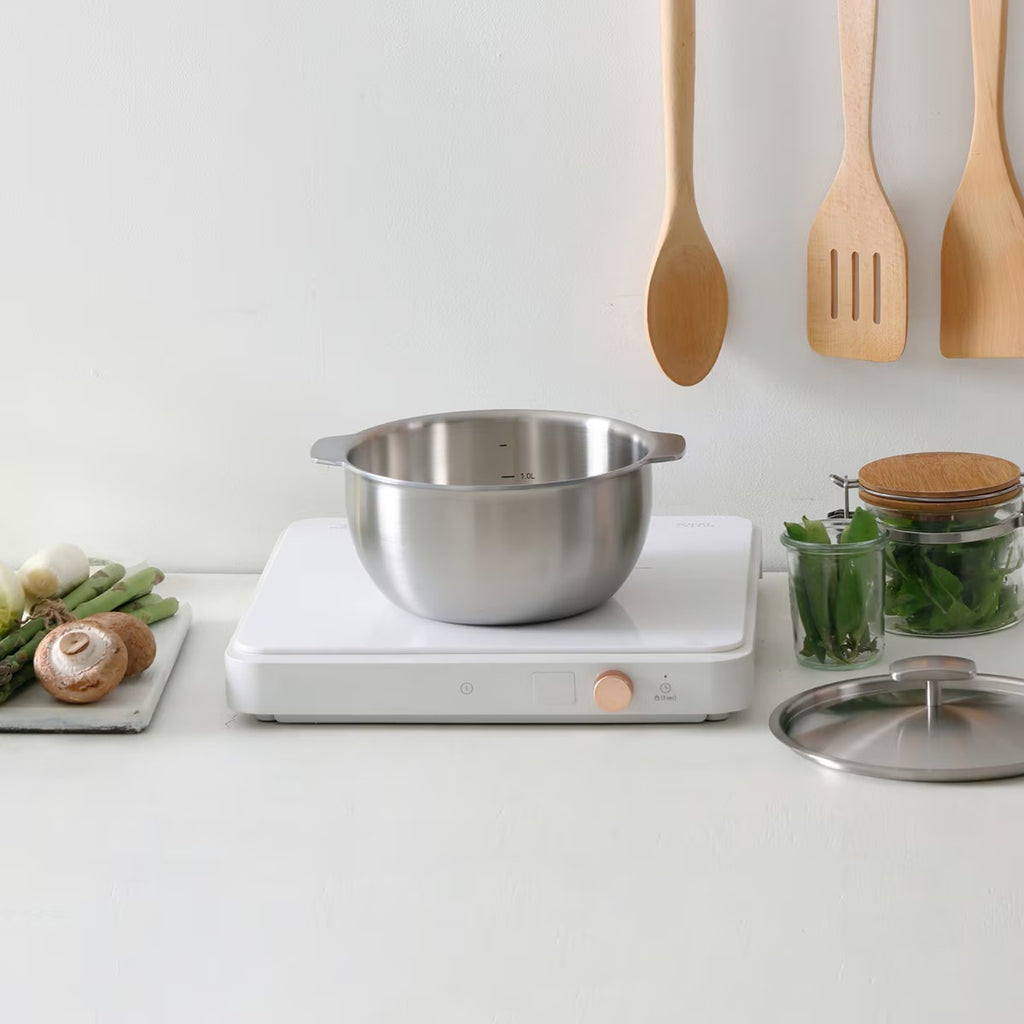 Cookever 5-Ply Stainless Steel Ttukbaegi Set (4-Piece, 16/18cm) - Modern Korean Clay Pot Style