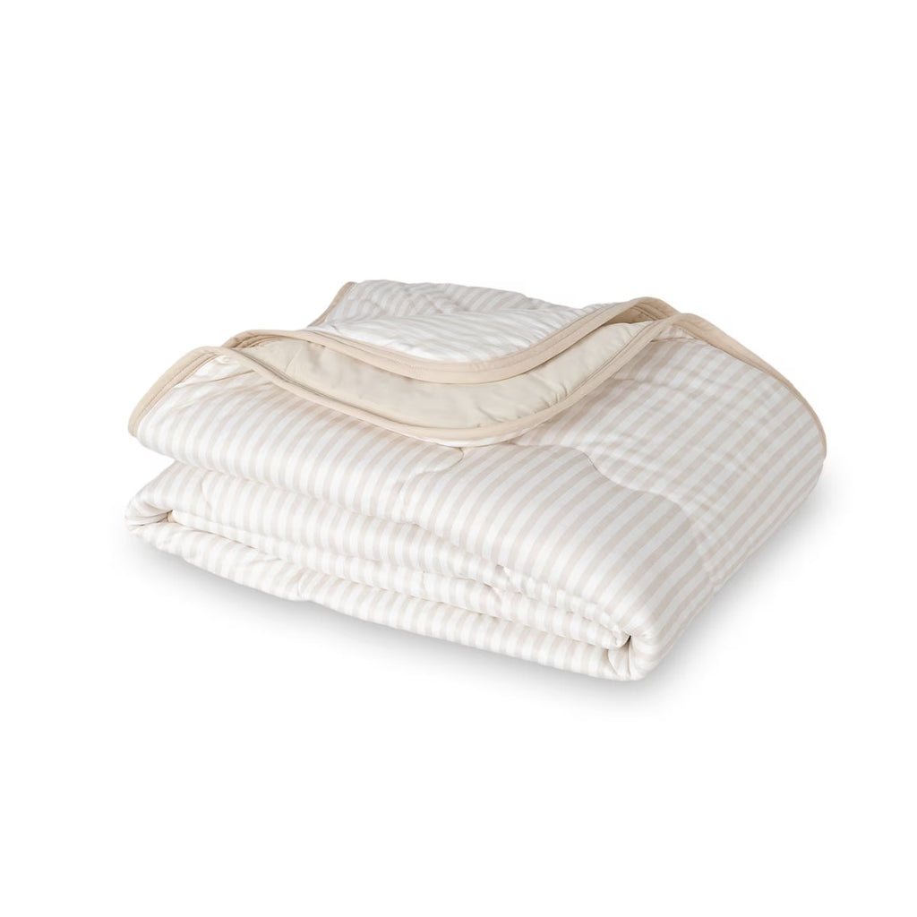 Berkshire Premium Reversible Cooling Throw - Beige Stripe & Crisp White