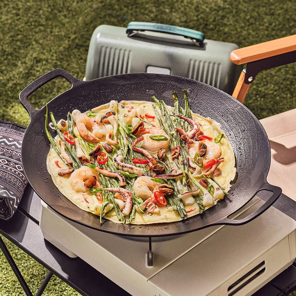 Glasslock Chef Topf IH Multi-Griddle Pan (39cm) - Large Non-Stick Korean BBQ & Camping Pan